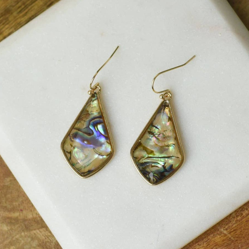 Zoe Abalone Design Teardrop Dangles Drop Earrings